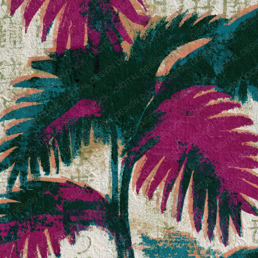 Monoprint Neon Palms Magenta Green Digital Paper Pack (DDD013371)