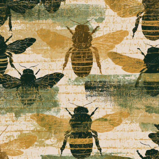Screenprint Bumblebees Moss Bark Digital Paper Pack (DDD013374)