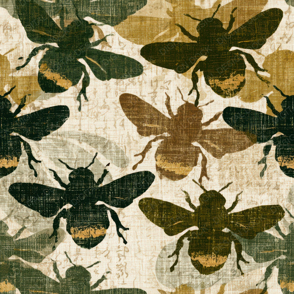Screenprint Bumblebees Moss Bark Digital Paper Pack (DDD013374)