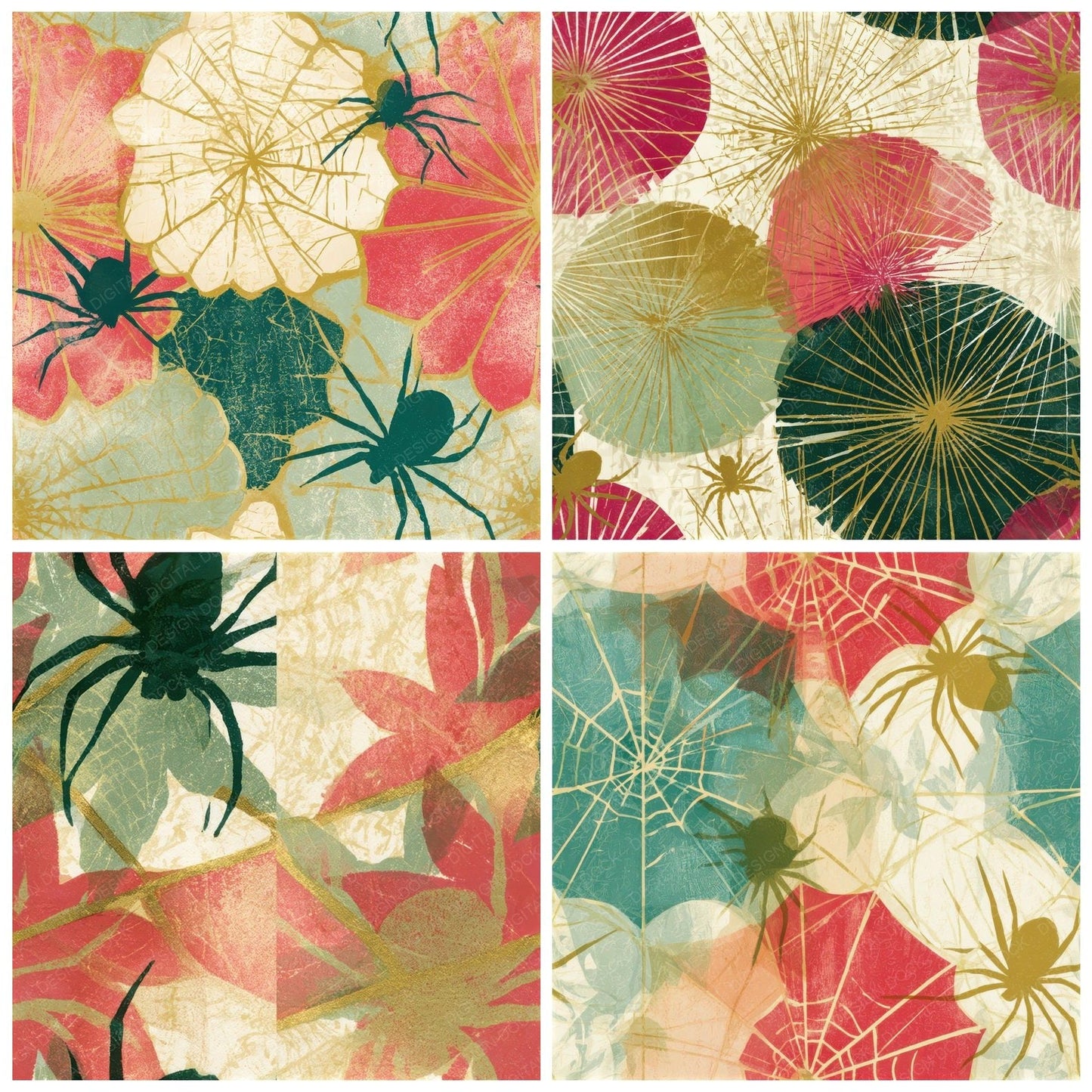 Screenprint Spider Web Pistachio Seamless Digital Paper Pack (DDD013375)