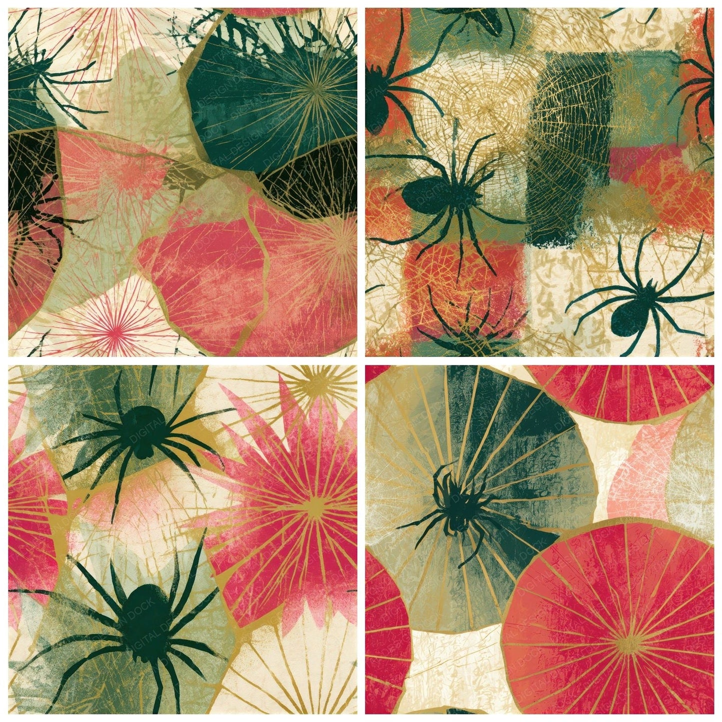 Screenprint Spider Web Pistachio Seamless Digital Paper Pack (DDD013375)