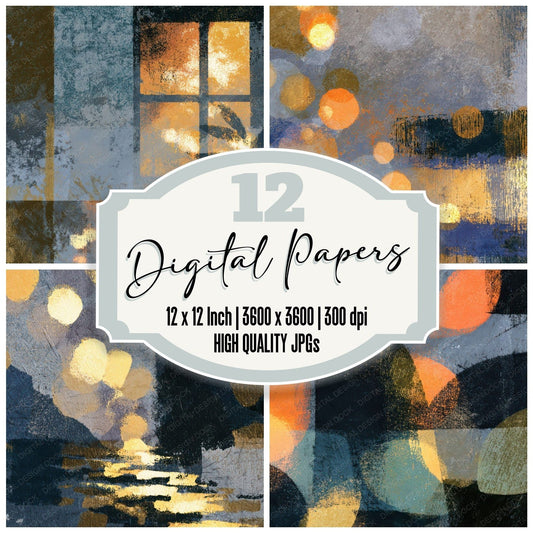 Woodcut Neon Stone Bone Digital Paper Pack (DDD013380)