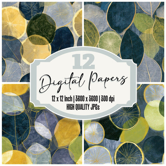 X Ray Lemon Lime Gunmetal Seamless Digital Paper Pack (DDD013382)