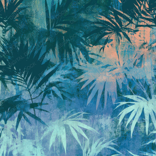 X Ray Neon Palms Teal Bone Digital Paper Pack (DDD013383)