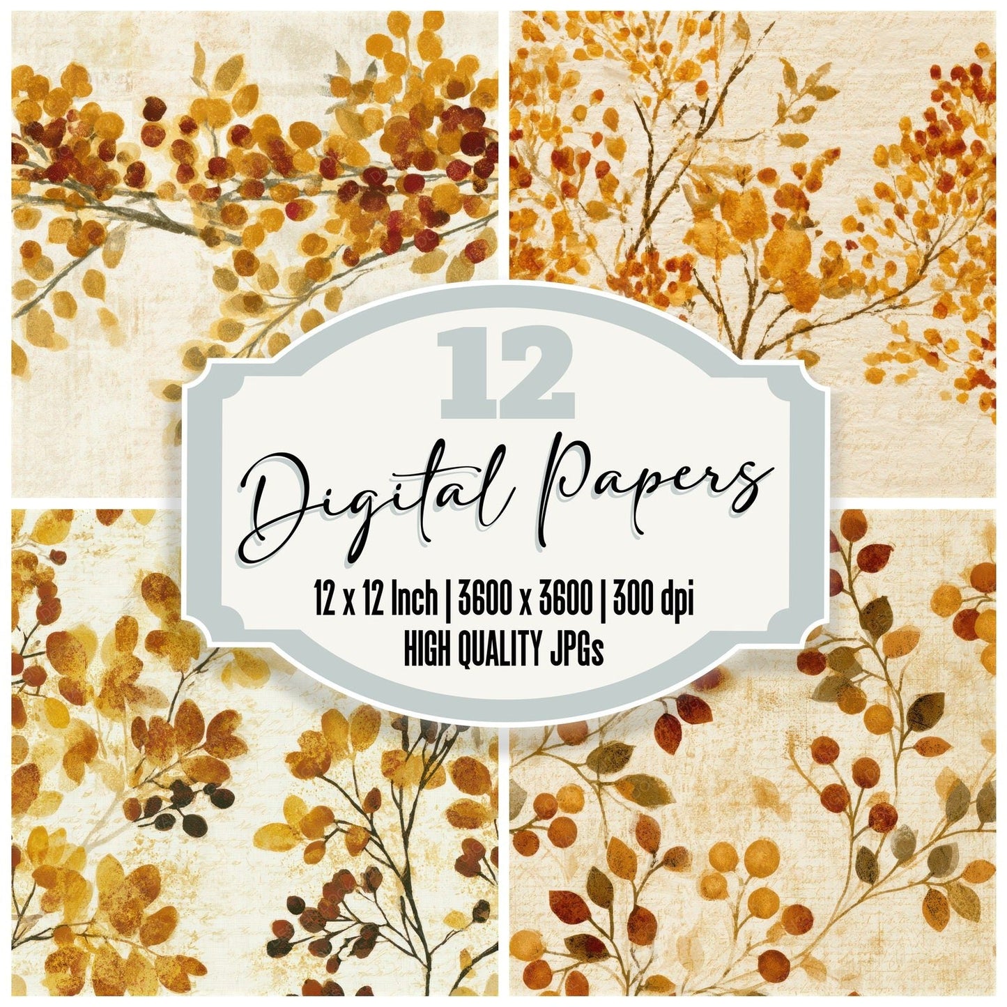 Minimal Berry Honey Mustard Seamless Digital Paper Pack (DDD013386)