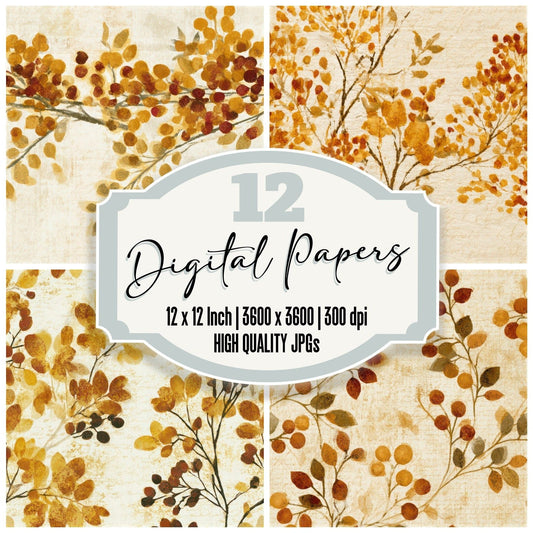 Minimal Berry Honey Mustard Seamless Digital Paper Pack (DDD013386)