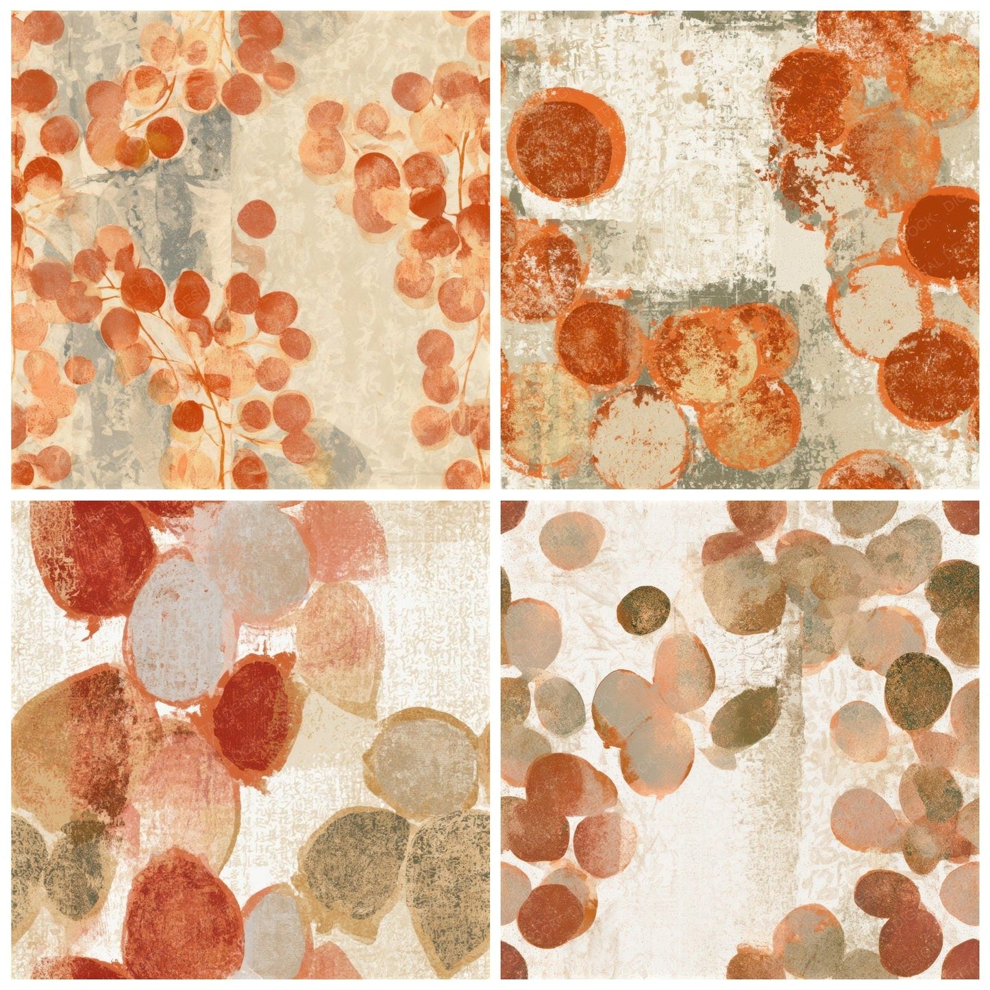 Monoprint Berries Terracotta Stone Seamless Digital Paper Pack (DDD013389)
