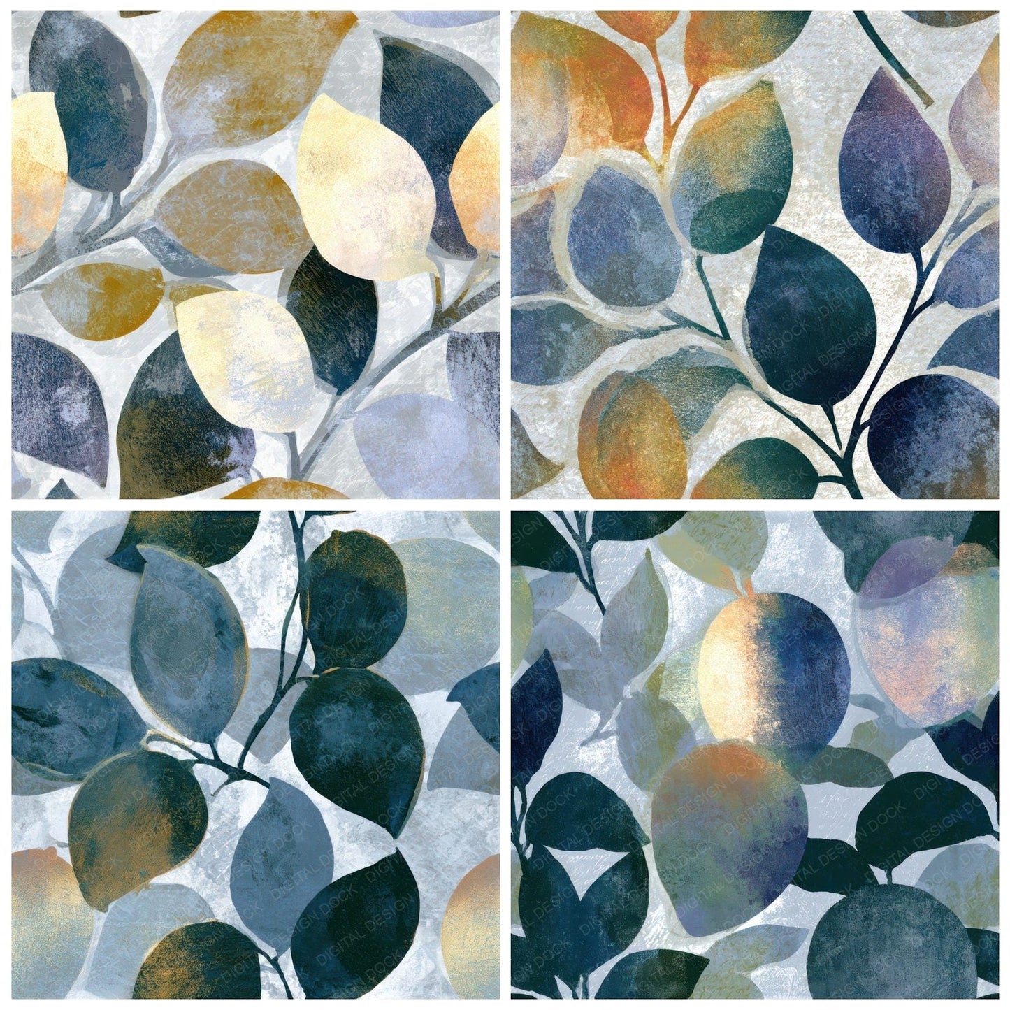 Monoprint Mangoes Silver Seamless Digital Paper Pack (DDD013390)