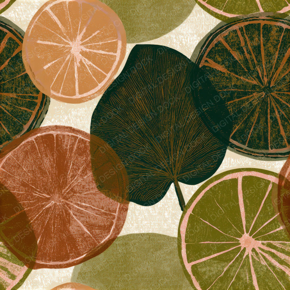 Screenprint Citrus Moss Oat Seamless Digital Paper Pack (DDD013393)