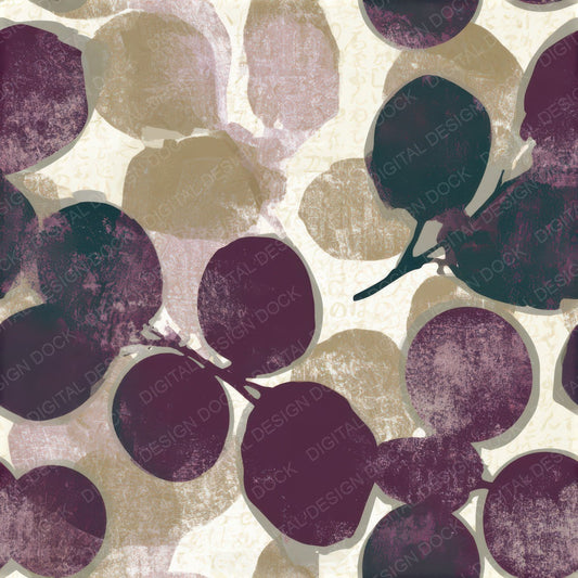 Screenprint Plums Bone Stone Seamless Digital Paper Pack (DDD013394)