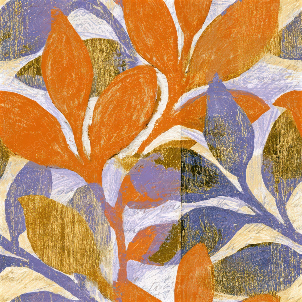 Woodcut Oranges Lavender Butter Seamless Digital Paper Pack (DDD013399)