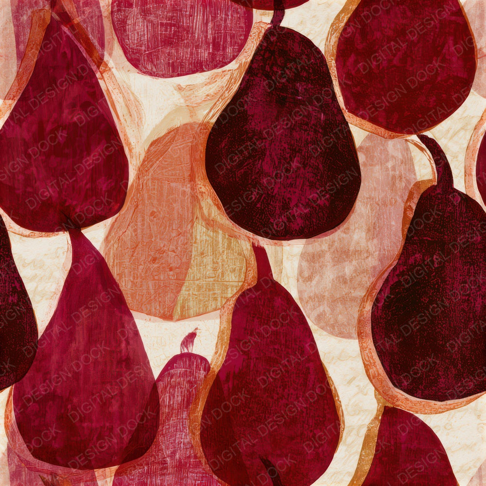 Woodcut Pear Cherry Currant Seamless Digital Paper Pack (DDD013400)