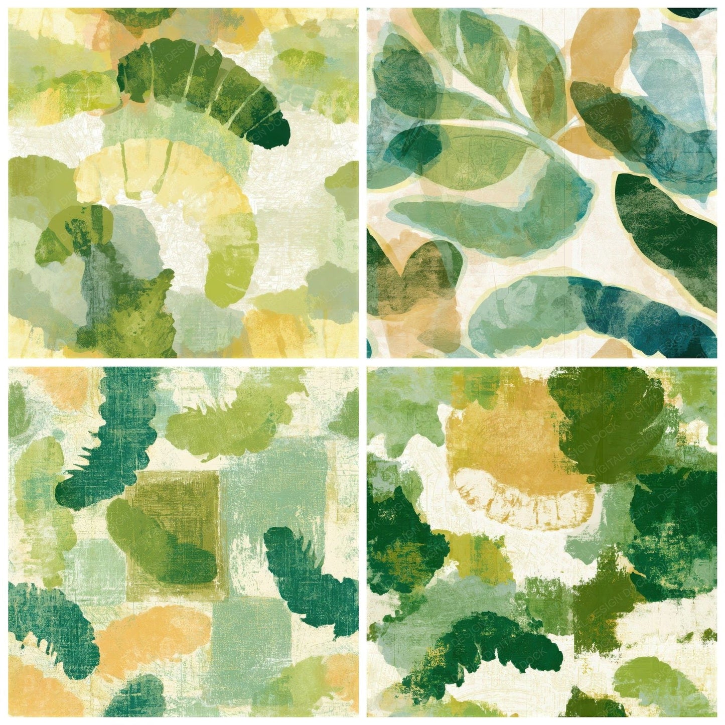 X-ray Caterpillar Green Ivory Seamless Digital Paper Pack (DDD013401)