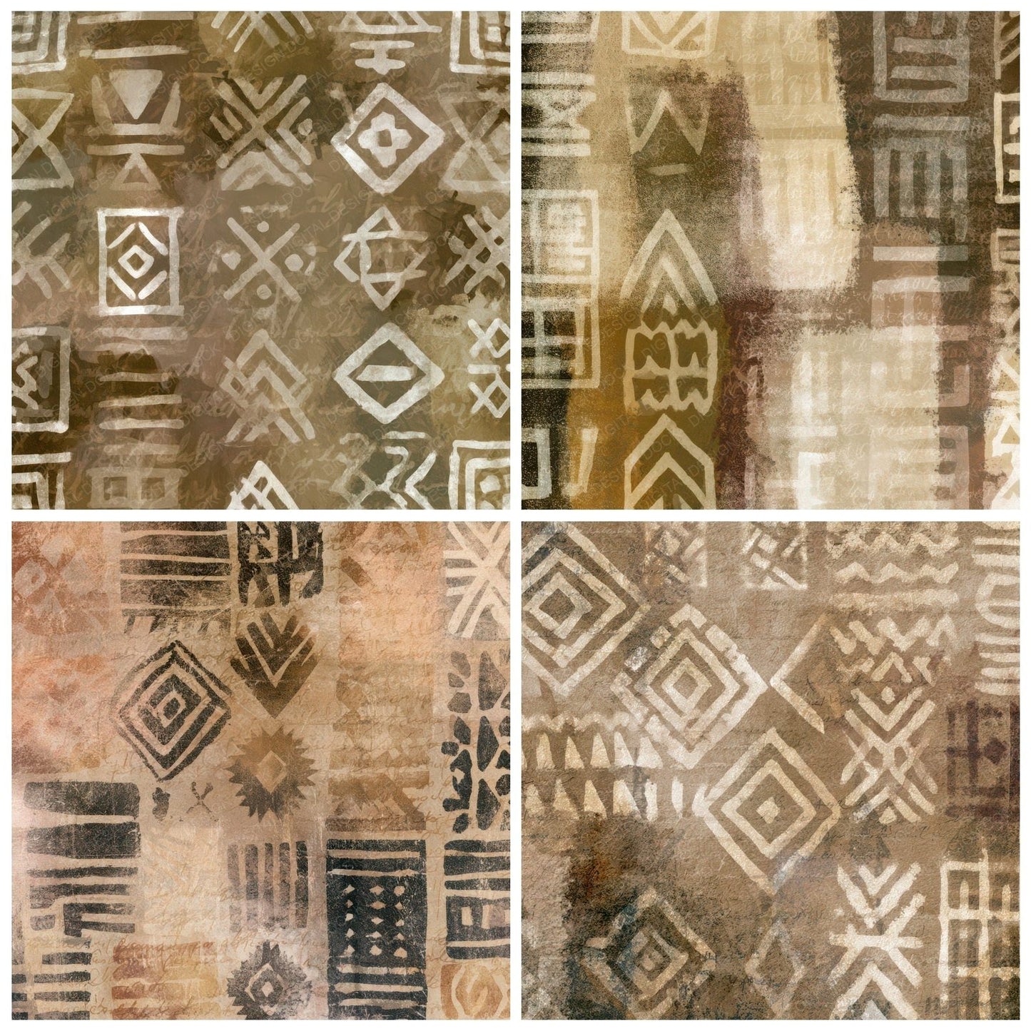 X-ray Mudcloth Sepia Parchment Digital Paper Pack (DDD013403)