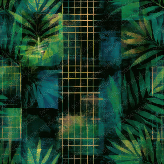 X-ray Neon Grid Emerald Seamless Digital Paper Pack (DDD013404)