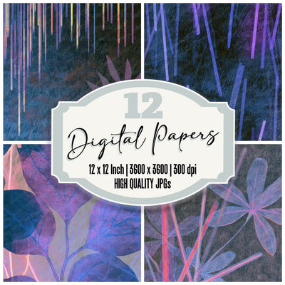 Minimal Neon Tubes Periwinkle Plum Digital Paper Pack (DDD013406)