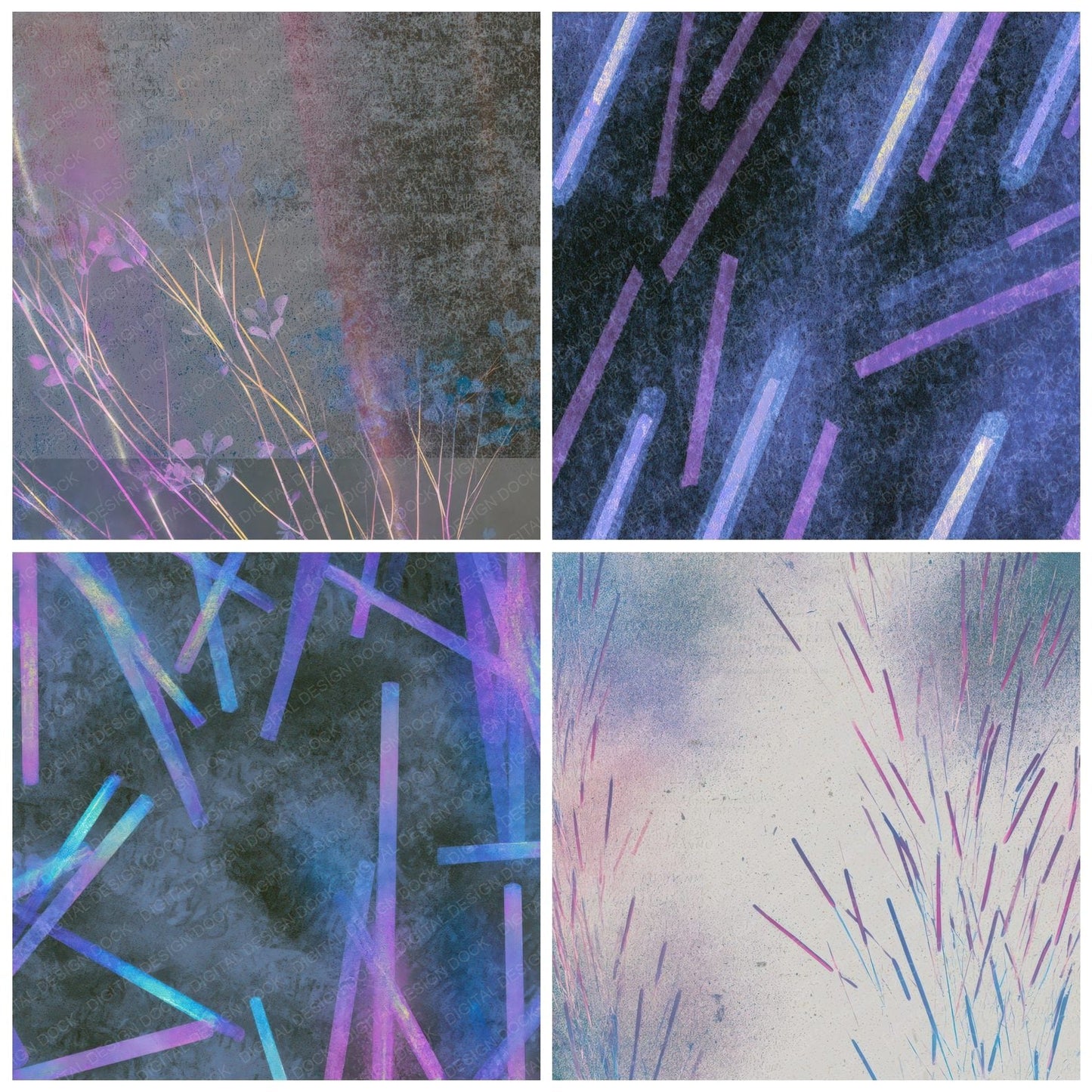 Minimal Neon Tubes Periwinkle Plum Digital Paper Pack (DDD013406)