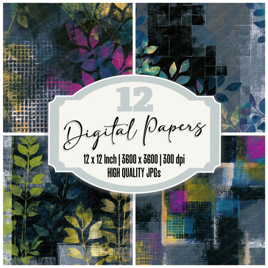 Monoprint Neon Grids Slate Digital Paper Pack (DDD013408)