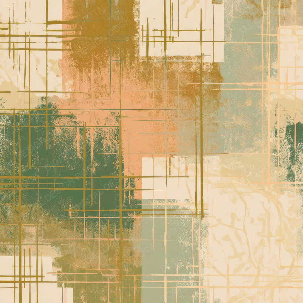 Screenprint Neon Grid Tobacco Sage Digital Paper Pack (DDD013410)