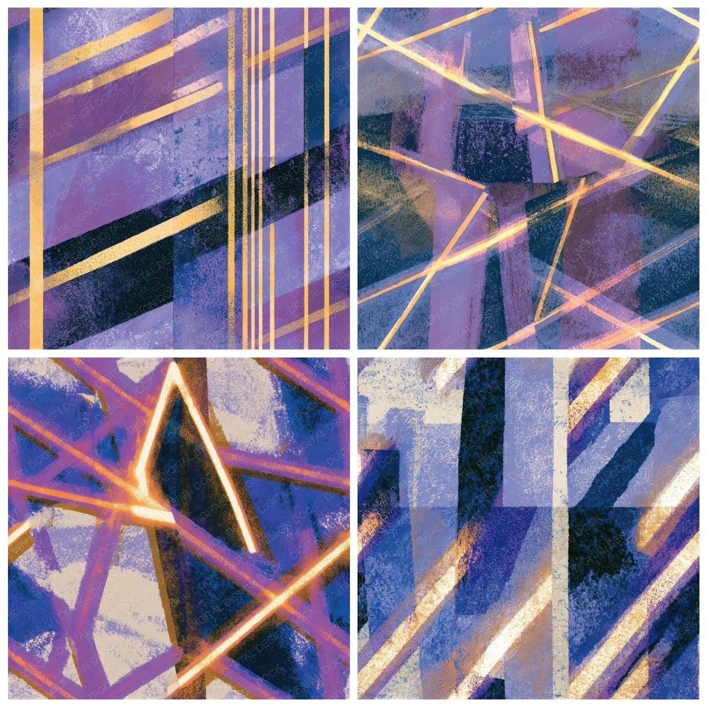 Screenprint Neon Tubes Amethyst Seamless Digital Paper Pack (DDD013412)