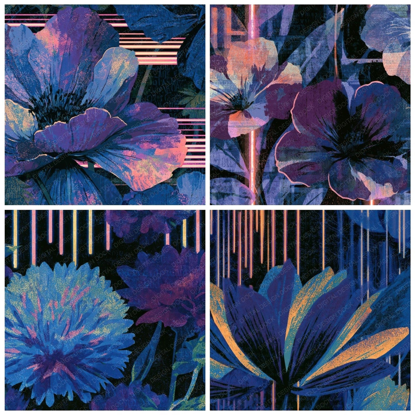 Screenprint Neon Tubes Aubergine Pearl Digital Paper Pack (DDD013413)
