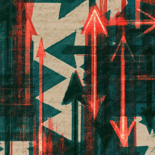 Woodblock Neon Arrows Emerald Ruby Digital Paper Pack (DDD013415)