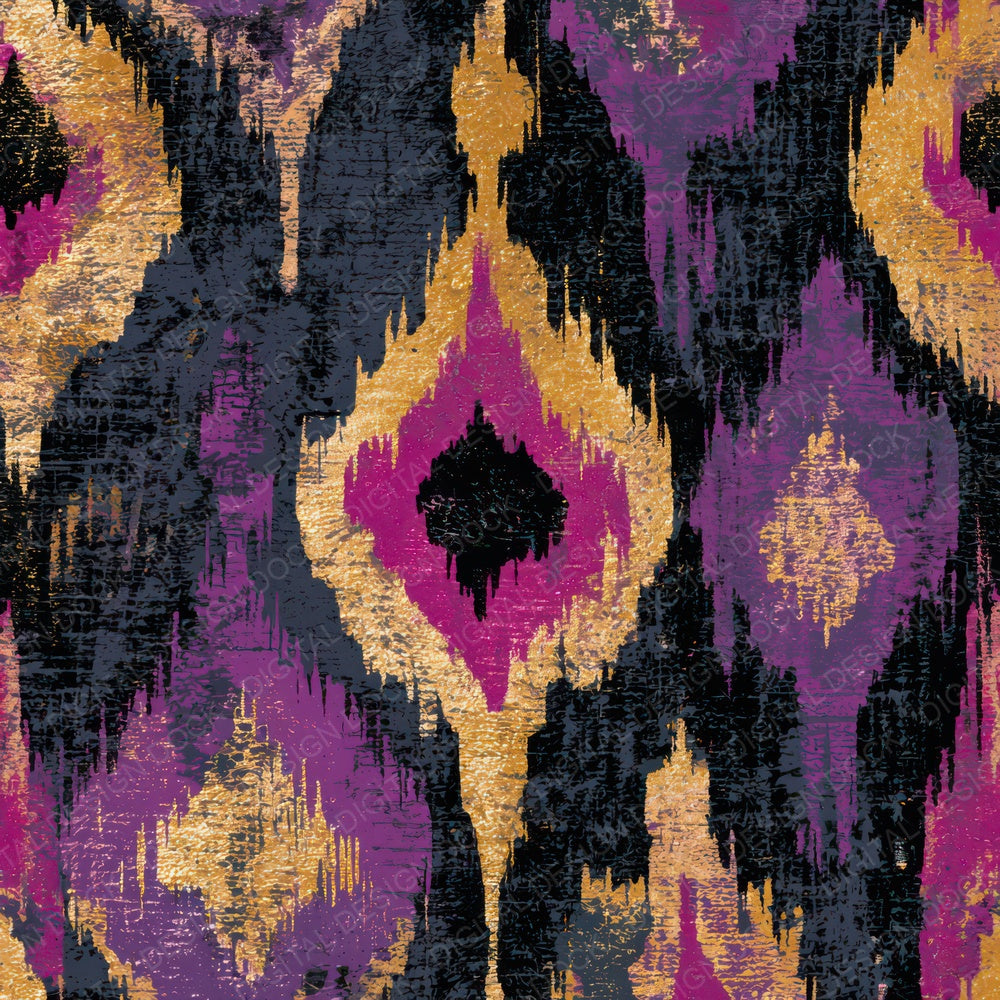 Woodcut Ikat Mauve Plum Gold Digital Paper Pack (DDD013419)