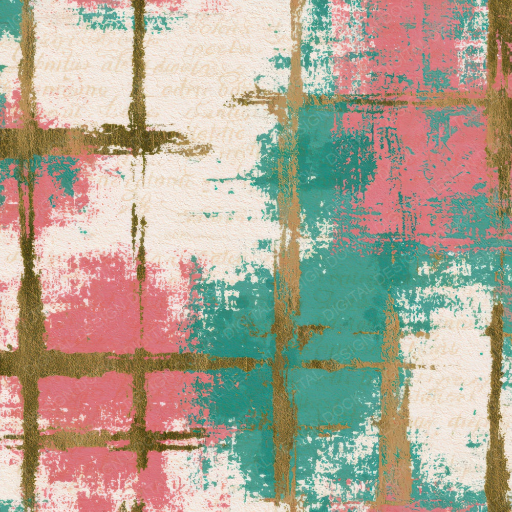 Woodcut Neon Grids Cotton Candy Mint Digital Paper Pack (DDD013420)