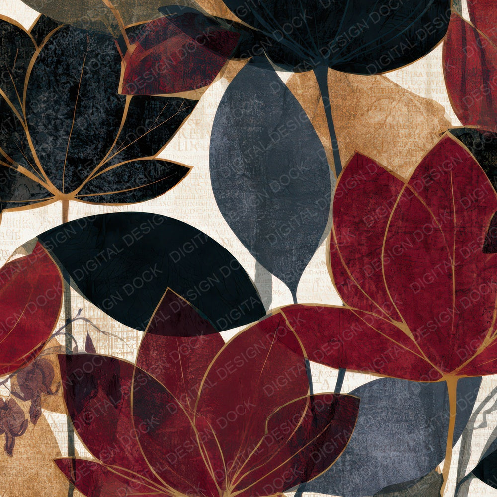 X-Ray Art Nouveau Floral Oxblood Digital Paper Pack (DDD013422)
