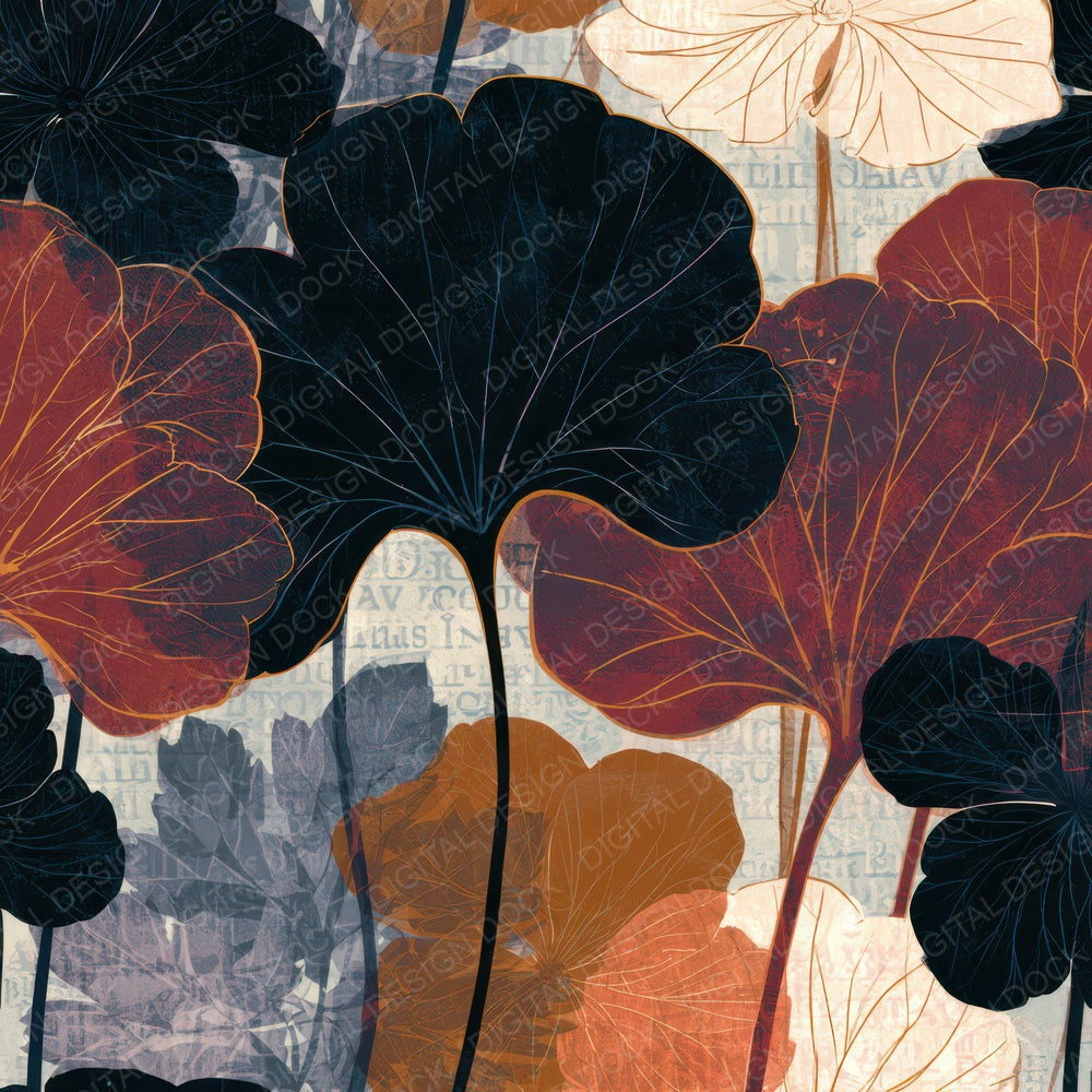 X-Ray Art Nouveau Floral Oxblood Digital Paper Pack (DDD013422)