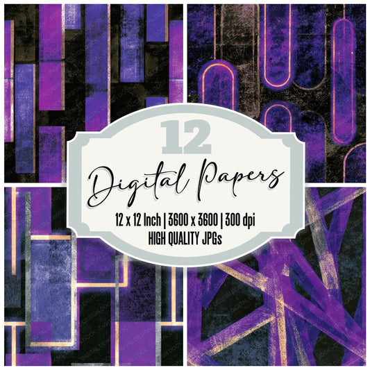X-Ray Neon Tubes Purple Silver Seamless Digital Paper Pack (DDD013423)