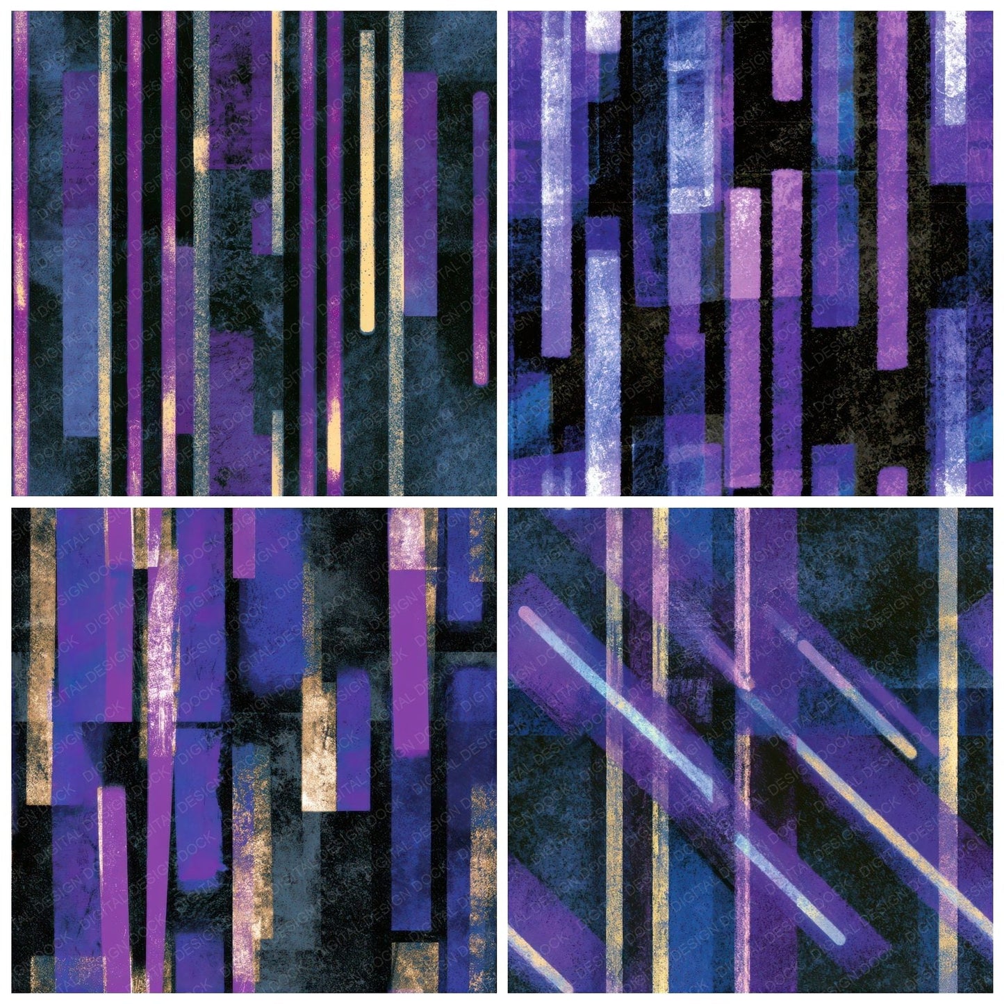 X-Ray Neon Tubes Purple Silver Seamless Digital Paper Pack (DDD013423)