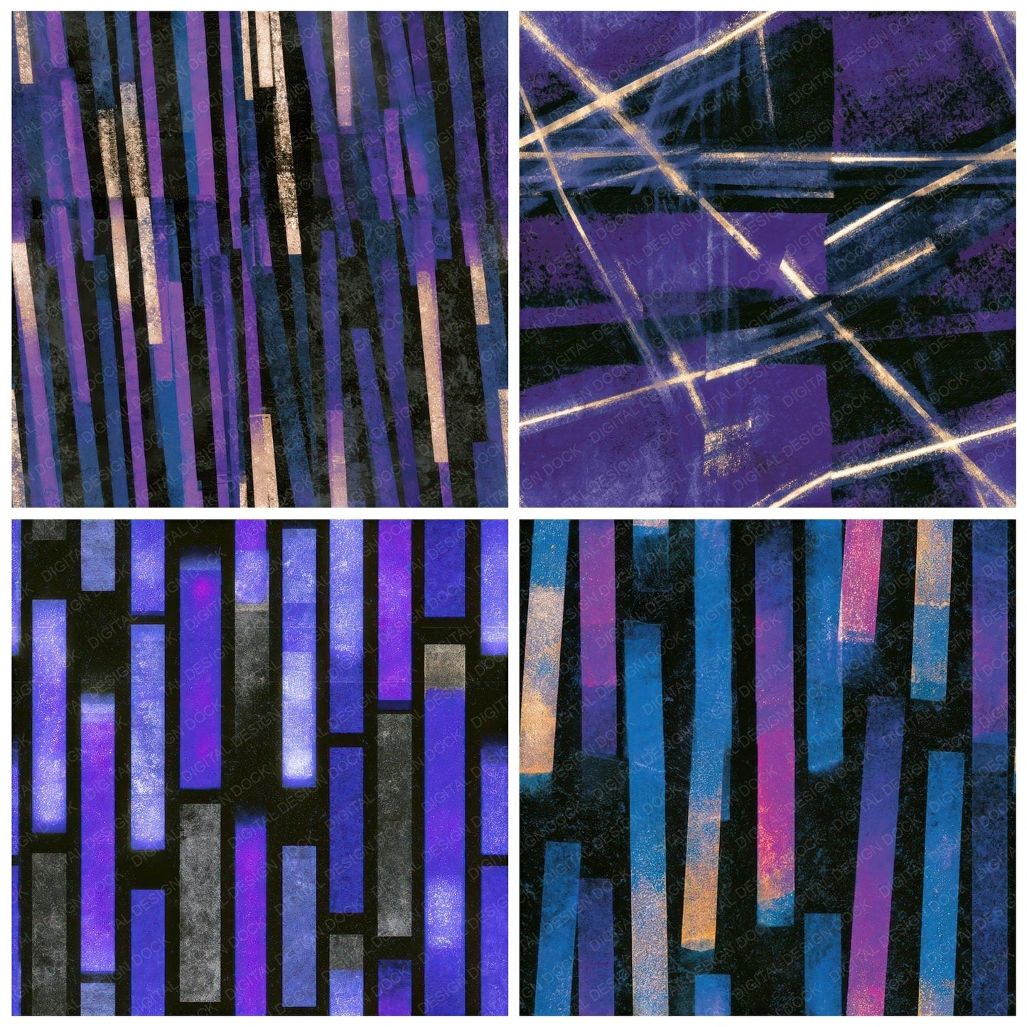 X-Ray Neon Tubes Purple Silver Seamless Digital Paper Pack (DDD013423)