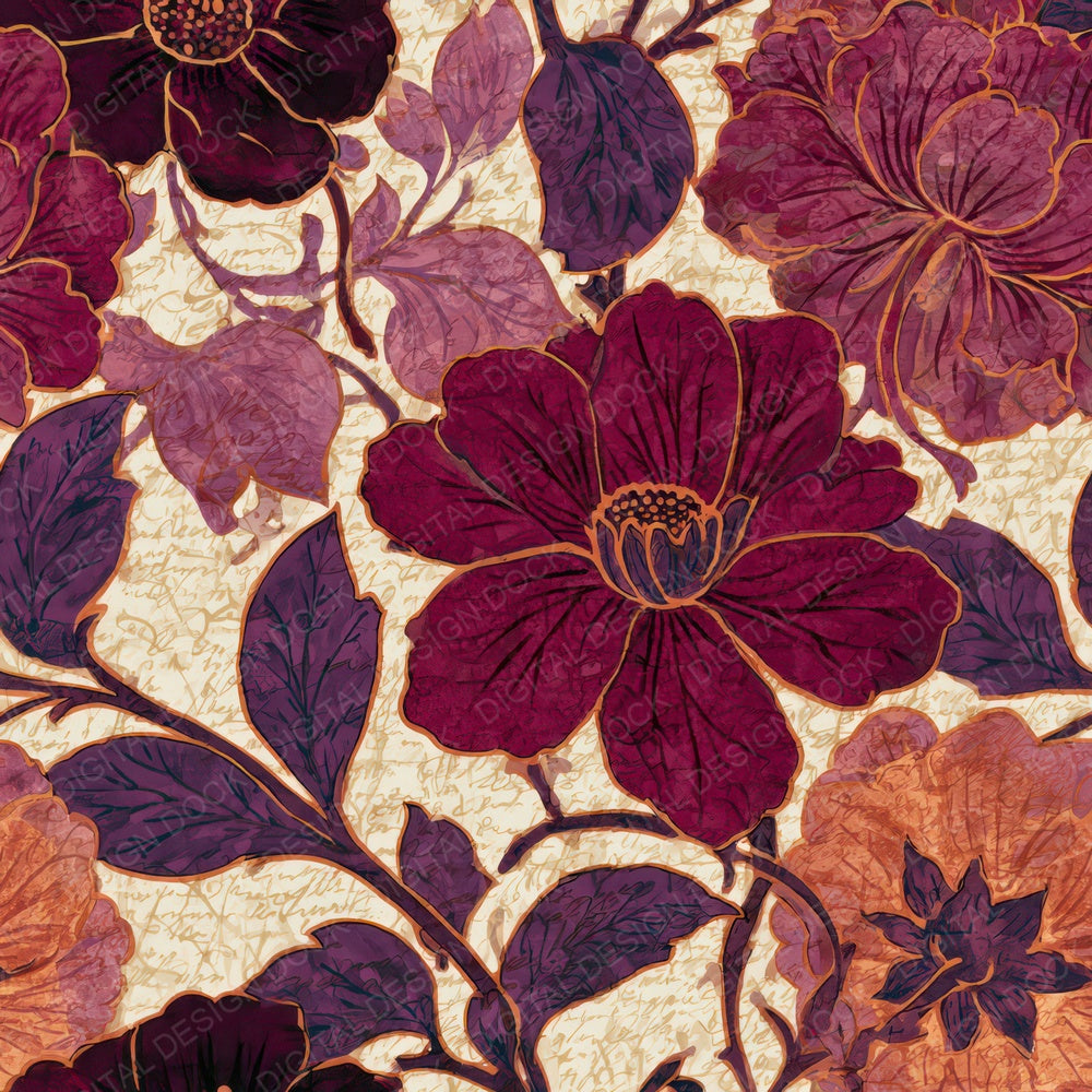 X-Ray William Morris Florals Raspberry Plum Digital Paper Pack (DDD013424)