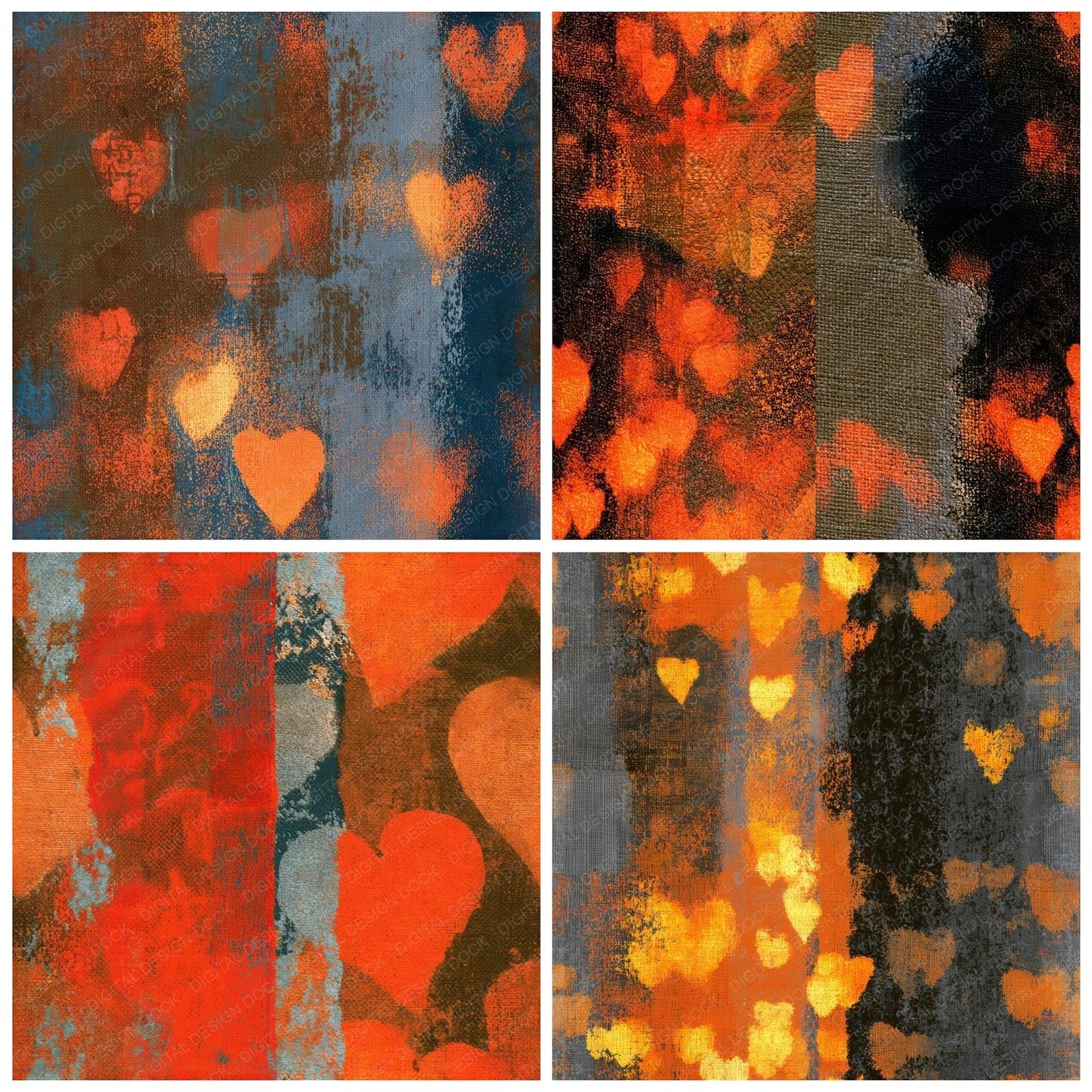 Minimal Neon Hearts Copper Seamless Digital Paper Pack (DDD013427)