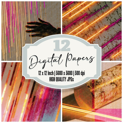 Minimal Neon Tubes Amber Magenta Digital Paper Pack (DDD013428)