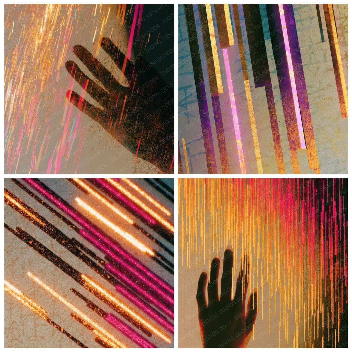 Minimal Neon Tubes Amber Magenta Digital Paper Pack (DDD013428)
