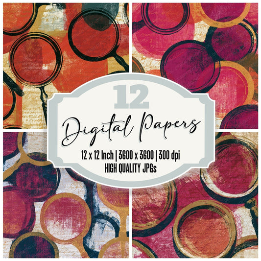 Monoprint Magnifying Glasses Cherry Ivory Digital Paper Pack (DDD013429)