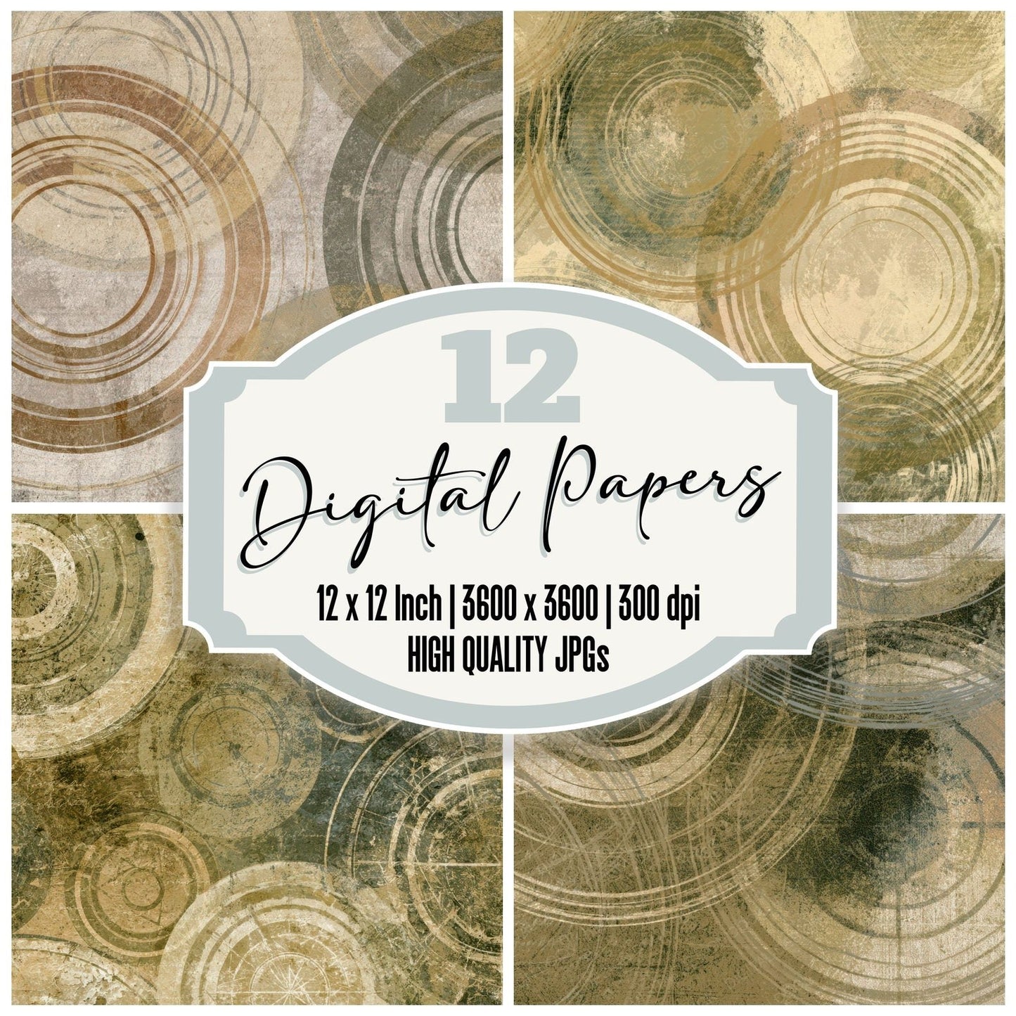 Monoprint Spell Circles Sepia Oat Digital Paper Pack (DDD013430)