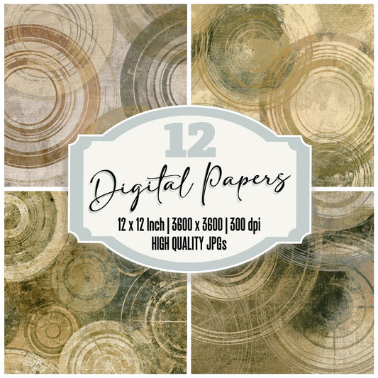 Monoprint Spell Circles Sepia Oat Digital Paper Pack (DDD013430)