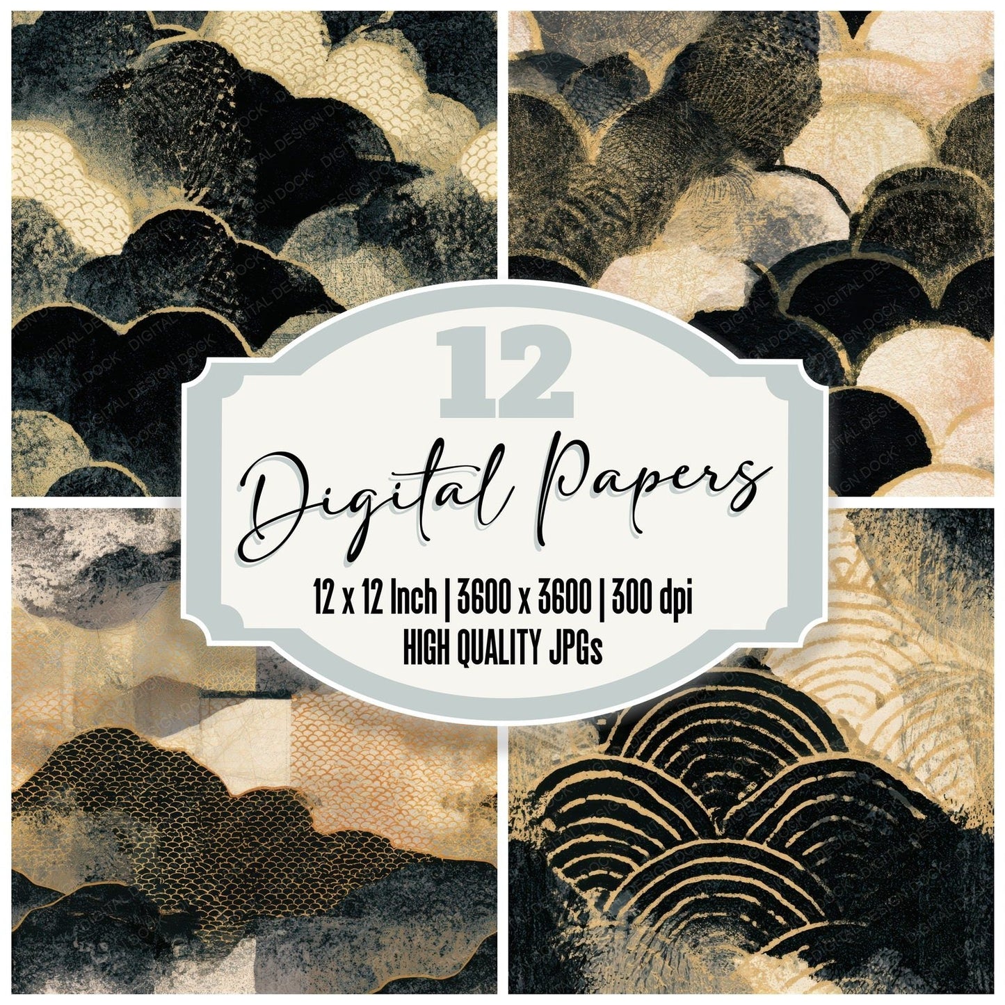 Screenprint Antique Scales Bone Seamless Digital Paper Pack (DDD013432)