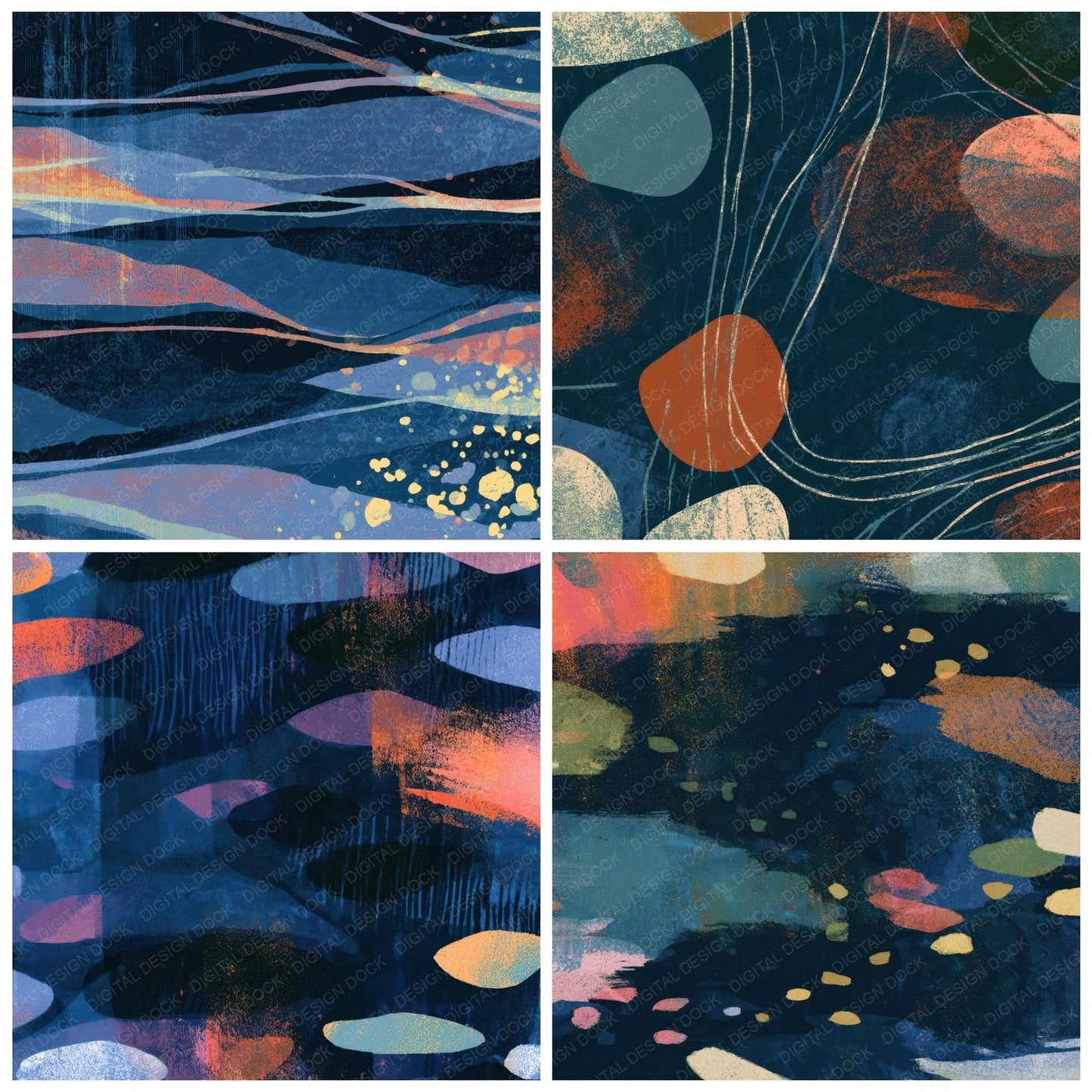 Screenprint Neon Navy Chalk Digital Paper Pack (DDD013434)