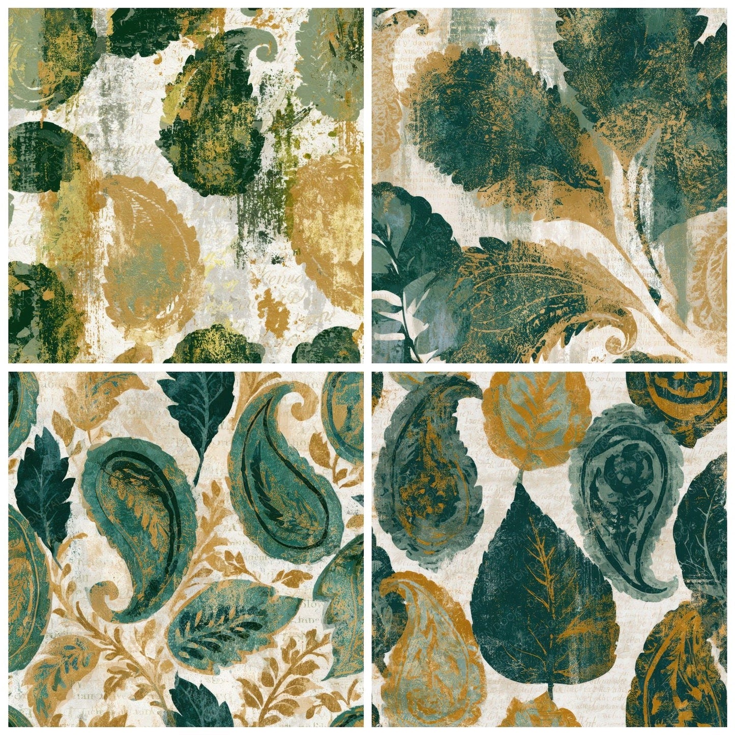 Screenprint Paisley Eucalyptus Gold Digital Paper Pack (DDD013435)