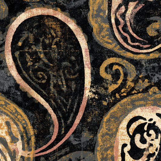 Screenprint Paisley Mustard Cream Digital Paper Pack (DDD013436)