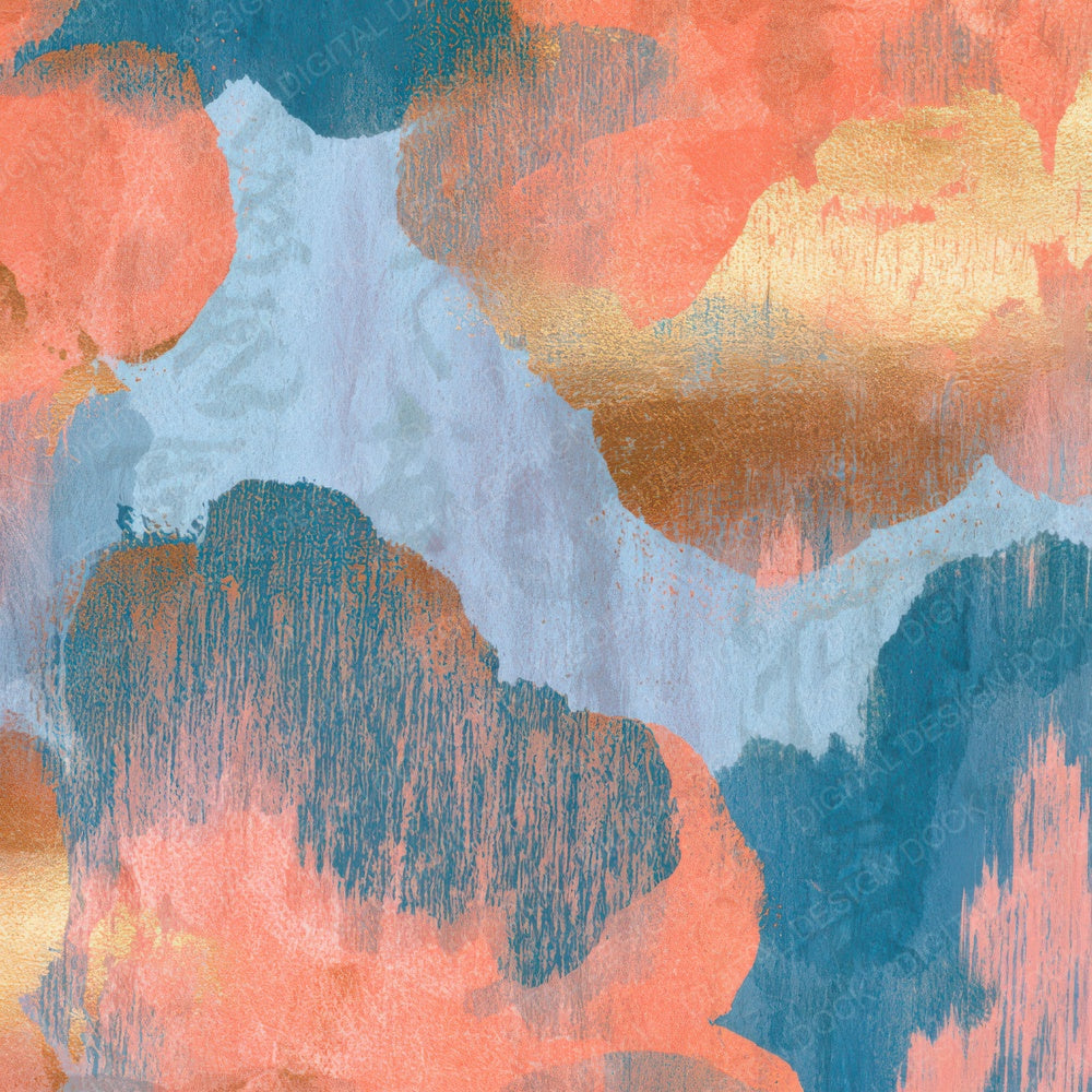 Woodblock Ikat Apricot Rose Digital Paper Pack (DDD013439)