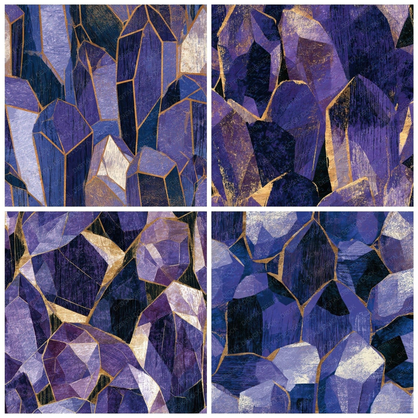 Woodcut Magic Crystals Lavender Digital Paper Pack (DDD013443)