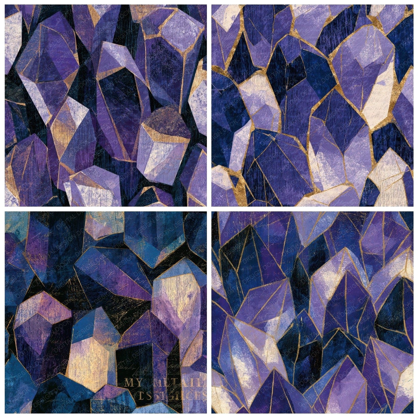 Woodcut Magic Crystals Lavender Digital Paper Pack (DDD013443)