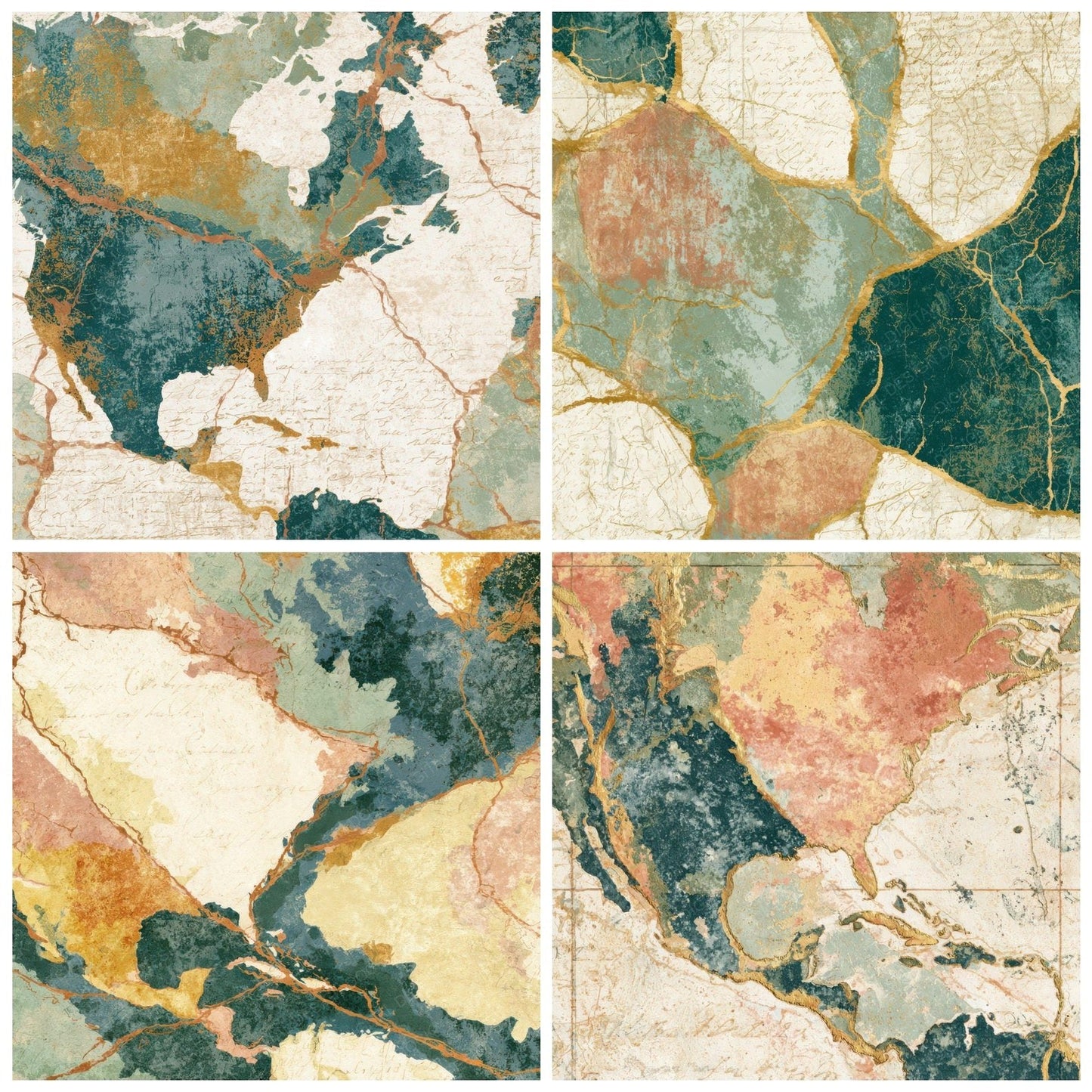 Minimal Ancient Maps Sage Primrose Digital Paper Pack (DDD013445)