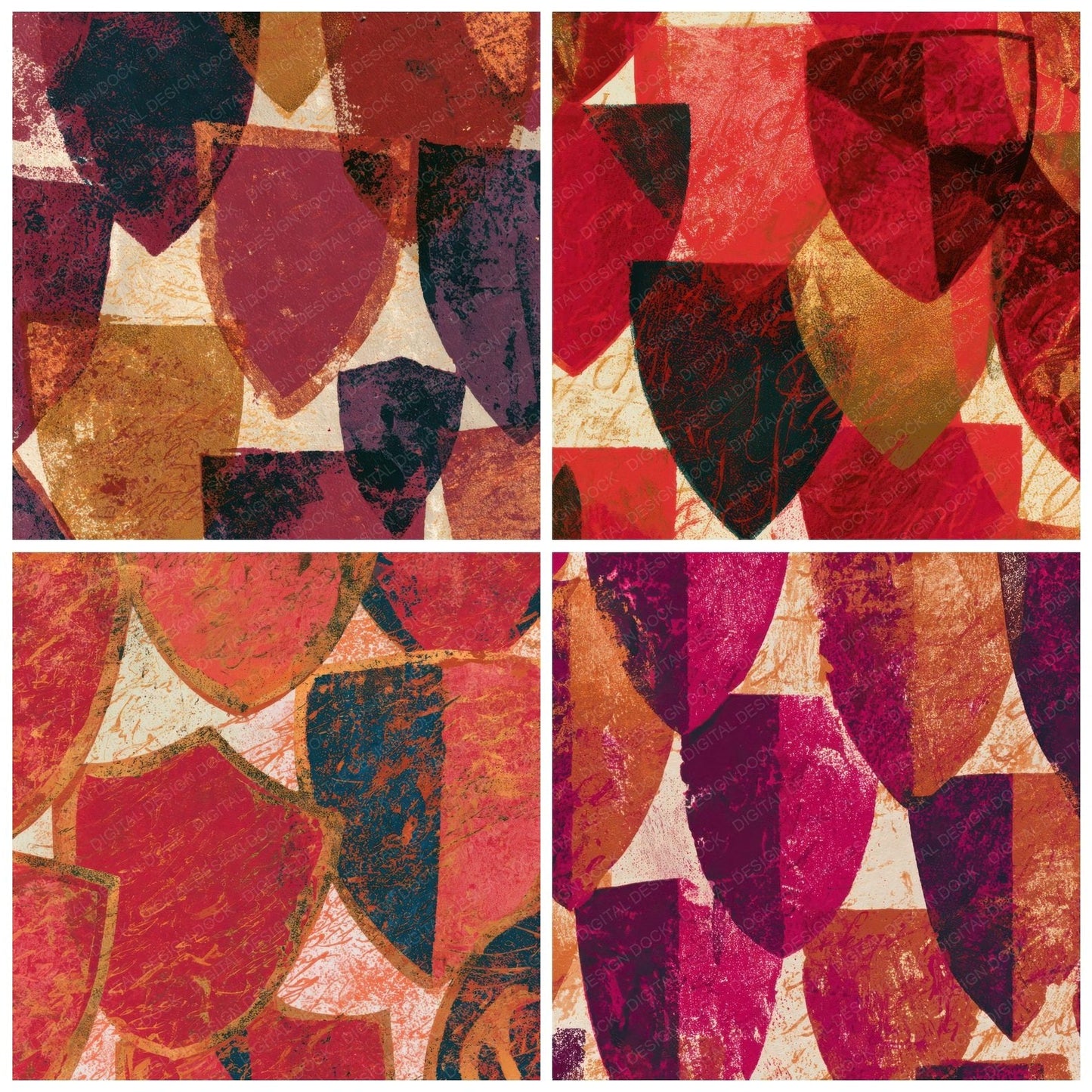 Monoprint Medieval Shields Cherry Ivory Digital Paper Pack (DDD013448)