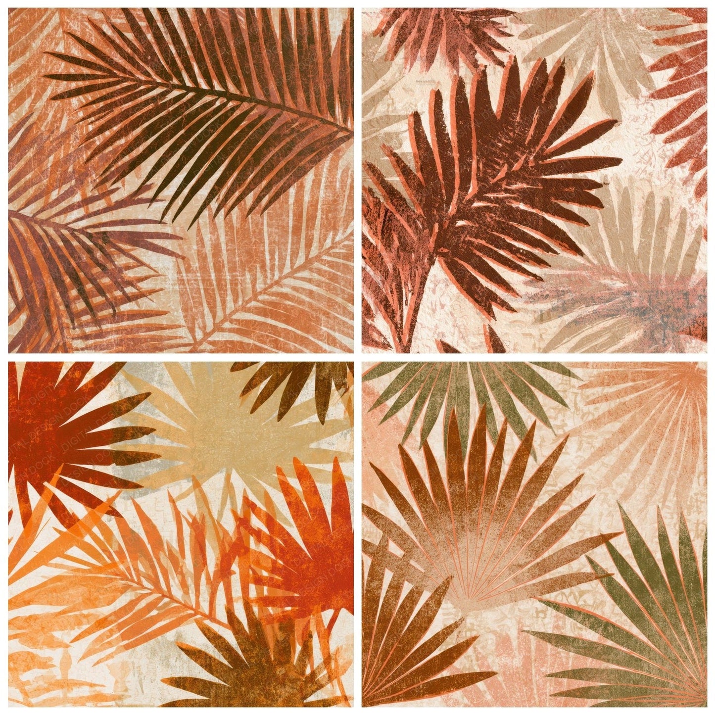 Monoprint Neon Palms Sienna Clay Digital Paper Pack (DDD013449)